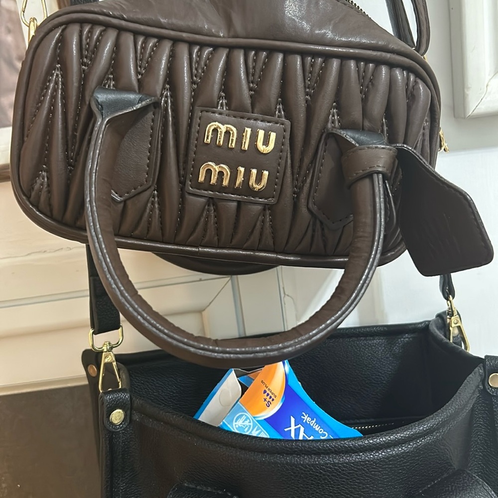 Miu Miu Brown Quilted Leather Handbag